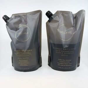 Bellami Professional Hair Blonde Purple Shampoo + Conditioner Set Extension Safe